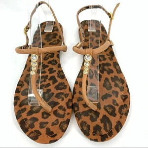 Jessica Simpson womens sandals size 10 40 brown gem t-strap flip flops